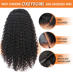 20 Inch Glueless Wigs Human Hair Pre Plucked Pre Cut Wear and Go Glueless Wig 6X5 Deep Wave 200% Density HD Lace Front Wigs Human Hair for Black Women Lace Closure Wig for Beginners