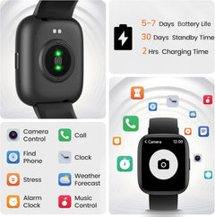 Revolutionary Smart Watch with Alexa, 1.83" HD Display, Bluetooth Calling, Heart Rate & Sleep Monitor, 110+ Sports Modes, IP68 Waterproof Fitness Tracker for Android & iOS