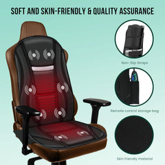 Heated Back Massager - 8 Vibration Nodes for Deep Tissue Relief, Perfect for Home & Office Use, Ideal Gift for Men & Women