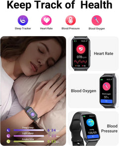 Health Fitness Tracker with 24/7 Heart Rate, Blood Oxygen, Blood Pressure, Sleep Tracker, Step Counter, 5ATM Waterproof Activity Trackers and Smart Watches for Women Men Kids (S & L Bands Included)