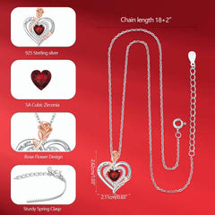 Necklace for Women Real Sterling Silver 925/Brass Rose Flower Pendant Necklace Birthstone Jewellery Gift for Women Her Girlfriend Anniversary Birthday Valentines Mothers Day Gift