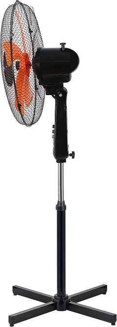 16 Inch Pedestal Fan with Oscillation, Adjustable Height, Quiet Powerful Cooling Airflow, 45W, Black & Orange