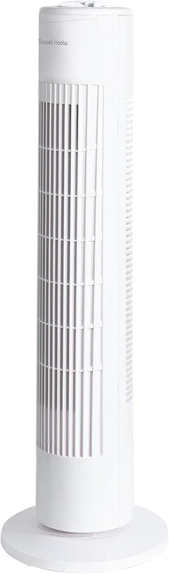 29" Inch, Lightweight, Tower Fan, 3 Speeds, 75° Oscillation, Powerful Airflow, Quiet Operation, Timer, Perfect for Home or Office, White- RHTF2923W