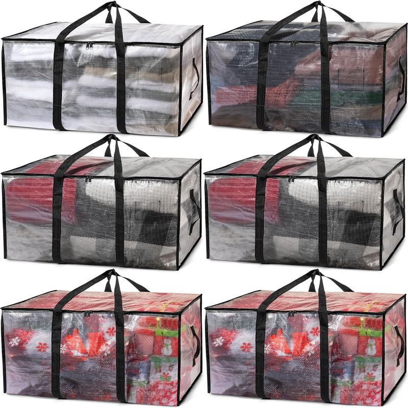 Large Moving Boxes & Storage Bags – Oversized Packing Bags with Backpack Straps, Zippers & Handles – Heavy-Duty for College Dorm, Christmas Decorations, 6 Pack
