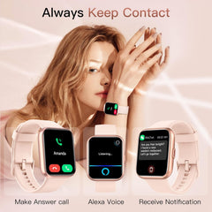 Stylish Smart Watch for Women - Make/Answer Calls, Alexa Built-In, 1.8" HD Fitness Tracker with Heart Rate, SpO2, Sleep Monitor, 120 Sports Modes, 3ATM Waterproof, Compatible with iPhone & Android