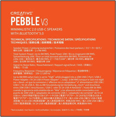 Pebble V3 - Stylish 2.0 Desktop Speakers with Bluetooth 5.0, USB Audio, and Enhanced Clarity (8W RMS, 16W Peak Power) - Black