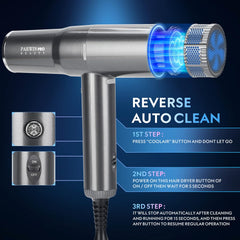 High-Speed Hair Dryer, Professional Salon Fast Drying Ionic Diffuser Hairdryer for Women and Men,  Blow Dryer with Low Noise Brushless Motor for Home, Travel and Gift(Gray)