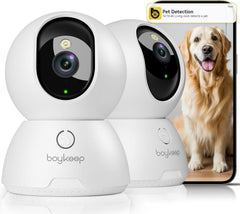 2K Surveillance Cameras for Home Security, 2-Pack Indoor Camera with Night Vision, Pet Camera Indoor with App, Motion Detection, 2-Way Audio, Cloud/Sd Card Storage, Compatible with Alexa