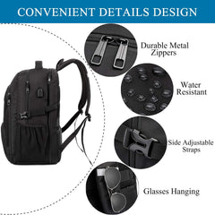 Extra Large 50L Travel Laptop Backpack,Water Resistant Work Backpack Bag with USB Charging Port,Anti Theft Big Business Backpack,College School Computer Rucksack for Men Women,Fits 17Inch Laptop-Black