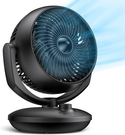 Air Circulator Desk Fan, 22 Db Quiet Fans Cooling for Bedrooms and Office, Efficient Cooling & Circulation, Powerful Airflow Table Oscillating Fan with 3 Speed, 90° Adjustable Tilt, 70° Wide-Angle