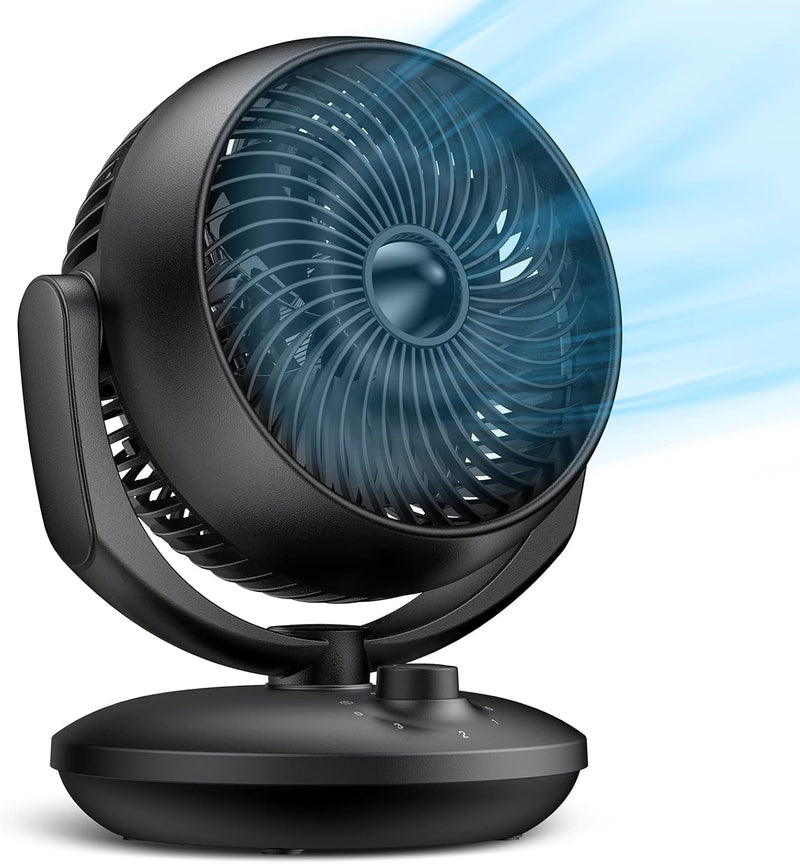 Air Circulator Desk Fan, 22 Db Quiet Fans Cooling for Bedrooms and Office, Efficient Cooling & Circulation, Powerful Airflow Table Oscillating Fan with 3 Speed, 90° Adjustable Tilt, 70° Wide-Angle