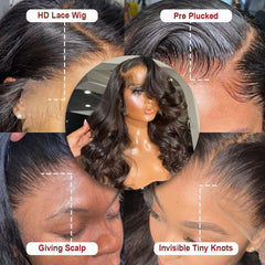Full 13X6 Lace Frontal Virgin Human Hair Wigs 210% 32Inch 15A Body Wave 13X6 HD Transparent Full Lace Front Wigs Brazilian Body Wave Wig Thin Knots