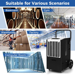 66 L/Day Industrial Dehumidifier with Pump for Basement Drying Clothes