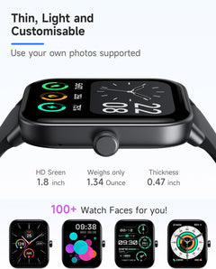 Smart Watch for Men Women Alexa Built-In, IP68 Waterproof Swimming, 1.8" Fitness Watch with Answer&Make Call/Heart Rate/Step Counter/Sleep Tracker/100 Sports, Compatible Android Ios