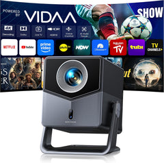 Projector 4K with VIDAA Os【Netflix Included & Live Channels】36W 3D Dolby Audio, 1400 ANSI FHD 1080P, HDR 10  Smart Home Cinema Projector, AI Auto Image, Wifi 6, Bluetooth Projectors for Bedroom