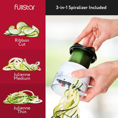 Vegetable Chopper Cutter Mandoline Slicer Cheese Grater - Food Onion Salad Veggie Chopper with Container - French Fry Potato Dicer Slicer Cutter - Kitchen Tools Gadgets (All-In-1 White)