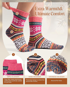 Cozy Christmas Socks for Women - Perfect Gifts for Mum, Grandma, Daughter, and Sister - Thermal Winter Stocking Fillers