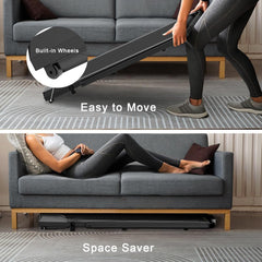 Folding Treadmill with Incline,Walking Pad 2.5HP under Desk Treadmills for Home,1-8Km/H Speed Range,Led Display & Remote Control,No Assembly