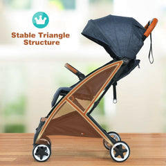Folding Pushchair with Adjustable Backrest and Footrest
