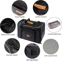 Travel in Style: Airline Approved Portable Cat Carrier with Comfort Features for Cats & Small Dogs