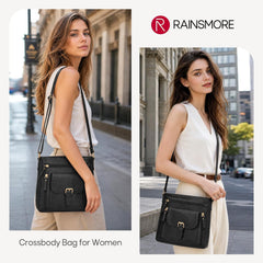Cross Body Bag Women, PU Leather Crossbody Bags with Multi-Pocket | Women'S Cross-Body Bags, Ladies Cross Body Bag, Cross-Body Handbags & Shoulder Bags, for Travel Shopping Work Daily Use