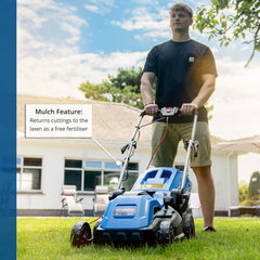 15'' / 38Cm 1600W Electric Lawnmower with Rear Roller with Mulching Feature 40 Litre Collection Bag and 5 Cutting Heights with 10M Power Cable