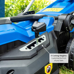 15'' / 38Cm 1600W Electric Lawnmower with Rear Roller with Mulching Feature 40 Litre Collection Bag and 5 Cutting Heights with 10M Power Cable