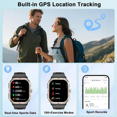 Men's Smart Watch with GPS - 2.06" HD Military Fitness Tracker, Call Function, Heart Rate & Sleep Monitor, 100+ Sports Modes, Waterproof for Android & iOS