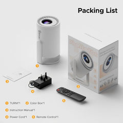 Turn 1 Projector 2026 | Supports 1080P with Android 14.0 | 200 ANSI Lumen Smart Projector, Native 720P Portable Mini Projector for Bedroom | Screen Mirroring for Ios/Android | Gaming & HDMI Compatible