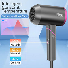 Hair Dryer Travel Hairdryers for Women Men- Powerful Foldable Ironic Hair Dryers for Curly Hair and Straight Hair，Small Blow Dryer for Women Men, Fast Drying