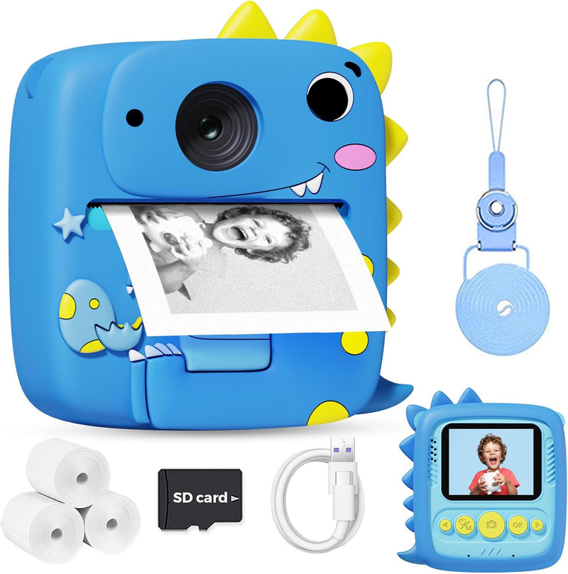 Kids Camera Instant Print for Boys Girls, Christmas Birthday Gifts for 3 4 5 6 7 8 9 Year Old Boys Girls, 1080P Kids Digital Camera Toys for Kids Age 3-9 Blue