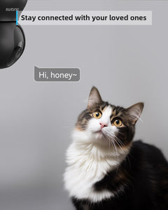 Pet Camera 2K Black, Indoor Camera, Dog Camera, 360° Home Security Camera, 2.4G & 5G, Night Vision, Motion Tracking, 2-Way Talk, Cloud&Sd, APP Control, Works with Alexa