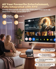 4K Projector with Google TV, 1200 ANSI Native 1080P 4K Decode Home Cinema Projector Smart Short Throw with 360 Stand, 30W Speaker, AI Auto Focus, 6D Keystone, HDR10 Projectors for Bedroom, Outdoor