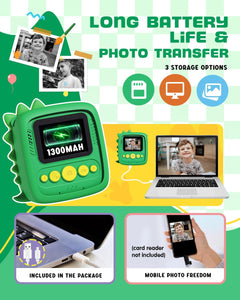 Kids Camera Instant Print, 1080P Kids Digital Camera, Girls Boys Toys Age 3-9, Christmas Birthday Gifts Toys for 3 4 5 6 7 8 9 Year Old Boys Girls (Green)