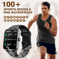 Smart Watch for Men Answer/Make Call & Alexa Built-In, 1.8" Fitness Watch Women with 100+ Sport Modes & IP68 Waterproof, Fitness Tracker with Heart Rate Sleep Monitor, Step Counter for Ios Android