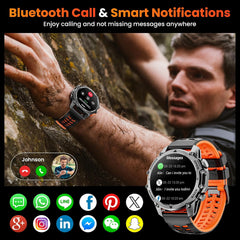 Military Smart Watch for Men, 1.52" HD Smart Watches with Heart Rate/Spo2/Sleep Monitor, 110+ Sports Modes Fitness Tracker, 500Mah Battery Led Flashlight Outdoor Smartwatch for Ios Android