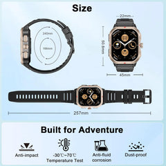 Men's Smart Watch with GPS - 2.06" HD Military Fitness Tracker, Call Function, Heart Rate & Sleep Monitor, 100+ Sports Modes, Waterproof for Android & iOS