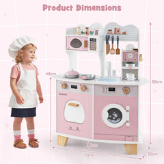 Wooden Kids Kitchen Playset with Coffee Maker for 3+ Years Old