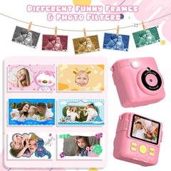 Kids Camera Instant Print,1080P Digital Instant Camera for Kids, 32GB Card, 3 Rolls Print Paper, Birthday Gifts Childrens Selfie Toys for Boys Girls Age 3-12,Pink