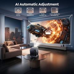 Projector 4K with VIDAA Os【Netflix Included & Live Channels】36W 3D Dolby Audio, 1400 ANSI FHD 1080P, HDR 10  Smart Home Cinema Projector, AI Auto Image, Wifi 6, Bluetooth Projectors for Bedroom