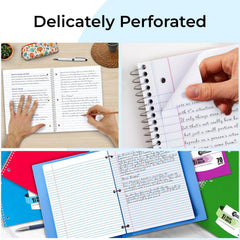 12 Pack Spiral Notebooks, 1 Subject Notebook, Wide Ruled, Assorted | Bulk Wide Ruled Notebooks for School, 70 Sheets (140 Pages), 8 X 10-1/2", 3 Hole Punched, Single Subject Spiral Notebook Bulk