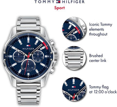 Analogue Multifunction Quartz Watch for Men with Stainless Steel Bracelet or Silicone Strap