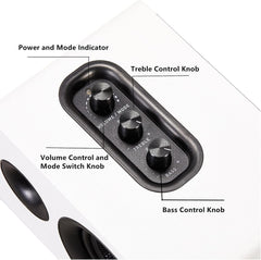 SW208 3" Active Bluetooth 5.0 Bookshelf Speakers - 60W Power, 24Bit DAC, Dynamic 3D Surround Sound - Perfect for Gaming & PC (White, Pair)