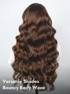 Chocolate Brown Body Wave Human Hair Wig for Black Women,13X6 HD Lace Front Wigs Human Hair Pre Plucked Natural Hairline,Brazilian Frontal Brown Glueless Colored Human Hair Wigs 20 Inch