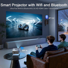 【Officially-Licensed APP & Auto Focus & Keystone】Mini Smart 4K Projector,  1000 ANSI Full HD 1080P Wifi 6 Bluetooth Portable Projector, Movie Projectors for Bedroom/Outdoor/Phone