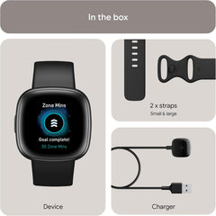 Versa 4 Smartwatch - GPS, 6-Day Battery Life, Compatible with iOS & Android, Black/Graphite Aluminium