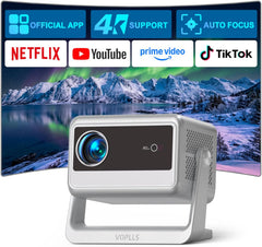 【Officially-Licensed APP & Auto Focus & Keystone】Mini Smart 4K Projector,  1000 ANSI Full HD 1080P Wifi 6 Bluetooth Portable Projector, Movie Projectors for Bedroom/Outdoor/Phone