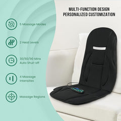 Heated Back Massager - 8 Vibration Nodes for Deep Tissue Relief, Perfect for Home & Office Use, Ideal Gift for Men & Women