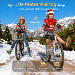 60W Peak Portable Bluetooth Speaker - 30W RMS, IPX6 Waterproof, 24H Playtime, EQ, AUX, TF Card & USB Playback - Perfect for Home, Parties & Camping