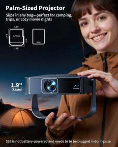 Smart Projector [Compatible with Netflix/Disney/Live TV & 330° Rotatable] Mini Portable Projector 4K Auto Focus& 6D Keystone,  Native 1080P Projectors 30000Lumen Wifi Bluetooth for Home Outdoor